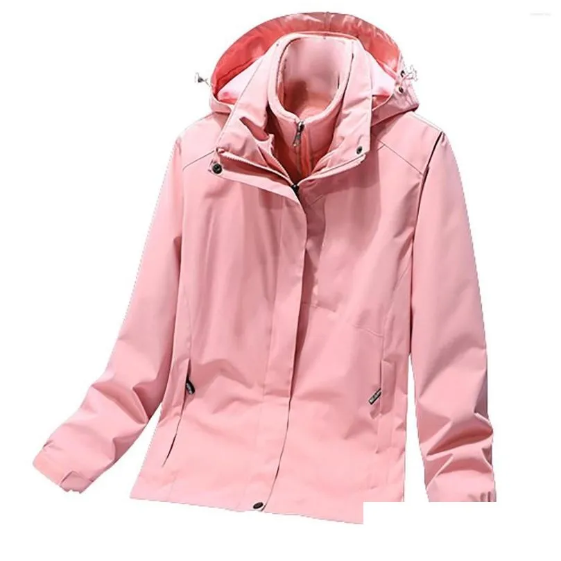 Women`s Jackets Autumn And Winter Solid Double Thickened Windproof Rainproof Hooded Coat Breathable Outdoor Womens Vests Fashion