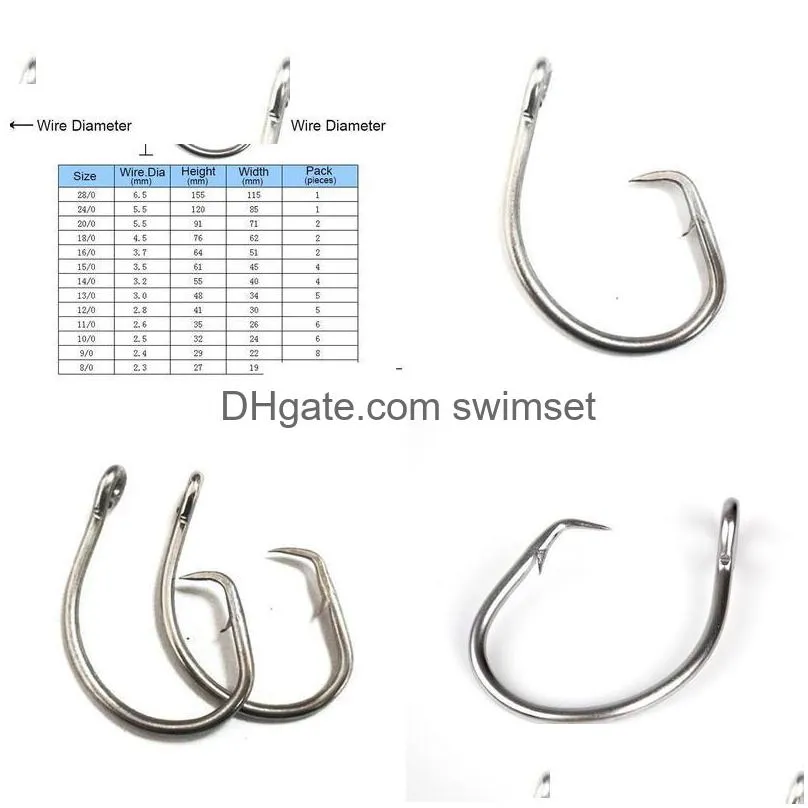 Wire Demon Perfect In Line Wide Gap Circle Hook Saltwater Freshwater Hooks For Tuna Catfish Bass And More Drop Delivery Dhxkl