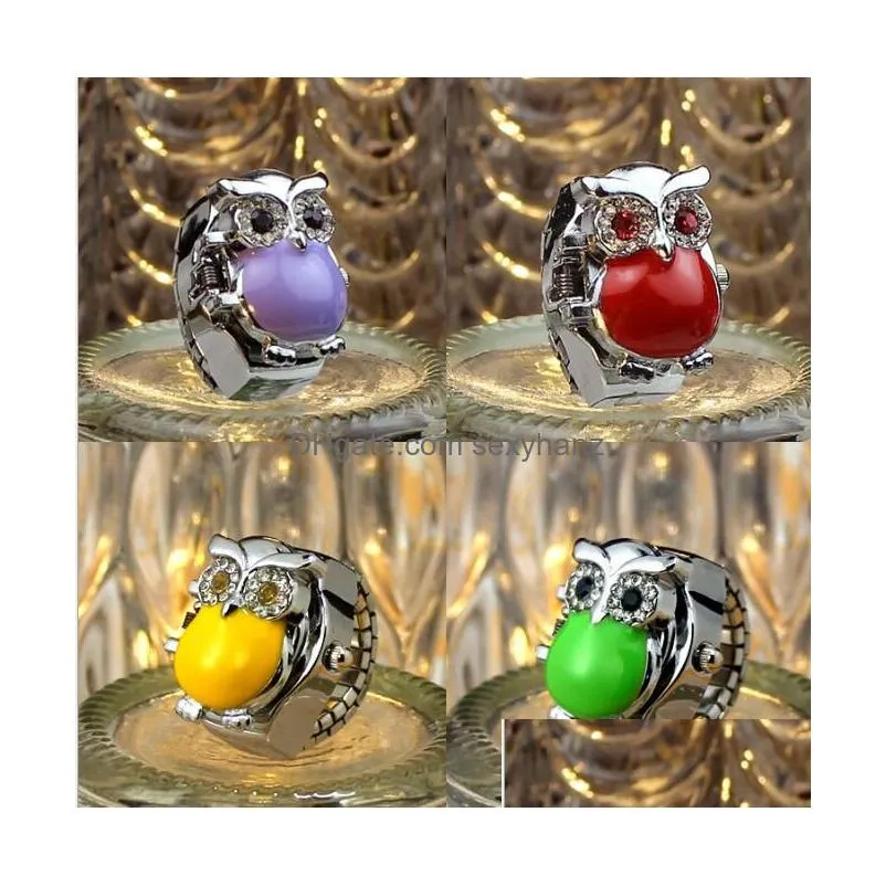 Other Cartoon Owl Ring Watch Creative Fashion Er Students Retro Finger Mix Color Drop Delivery Jewelry Body Dhuhy