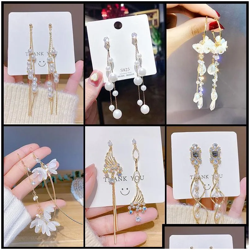 Korean earring Style jewelry Women 925 Silver Needle Zircon Pearl Valentine`s Day Girls Gift Statement Earrings Wholesale