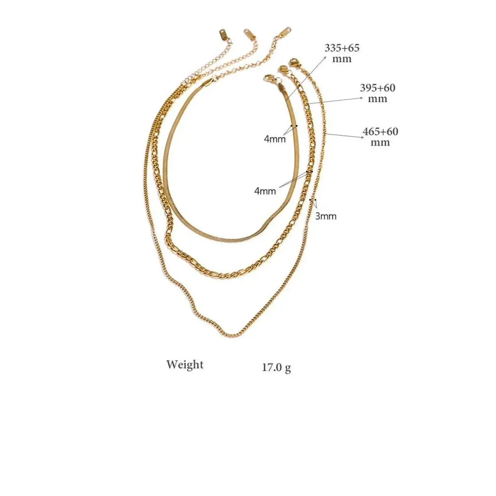 14k Yellow Gold Chain Layered Necklace Separated Set for Women Statement Golden Waterproof Collar Necklace Jewelry