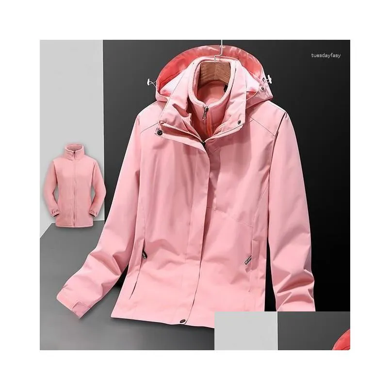 Women`s Jackets Autumn And Winter Solid Double Thickened Windproof Rainproof Hooded Coat Breathable Outdoor Womens Vests Fashion