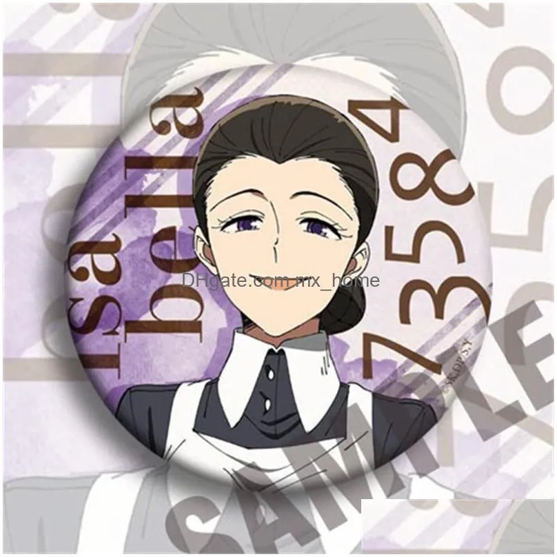 pins brooches 12pcs anime japan cartoon the promised neverland cosplay badge yakusoku no emma brooch pins backpacks button gift284y