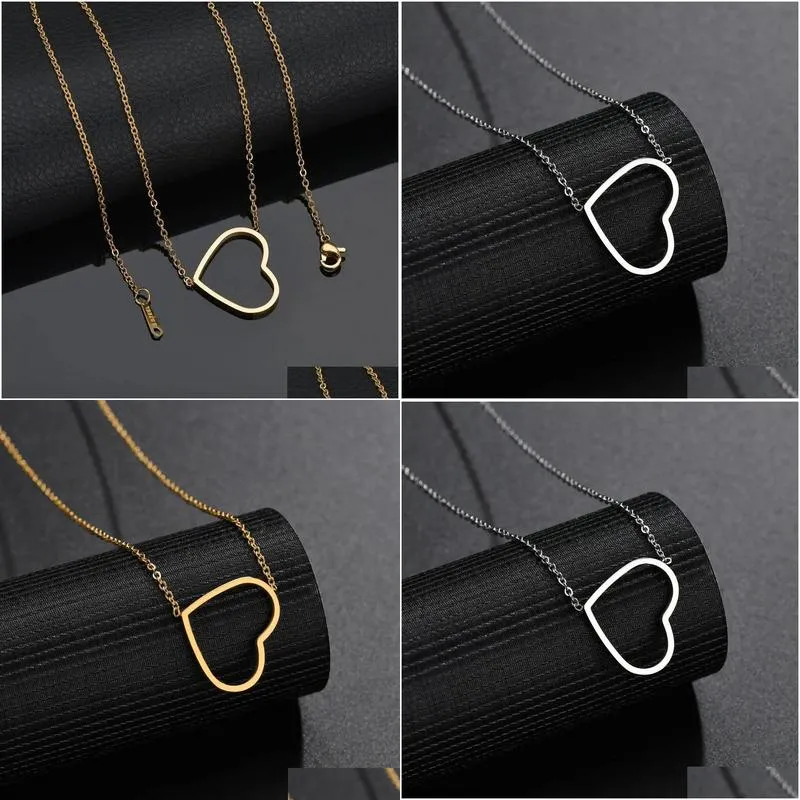 Fashion Female Heart Pendants 14k Yellow Gold Chokers Necklaces for Women Jewelry Neckless Birthday Gifts