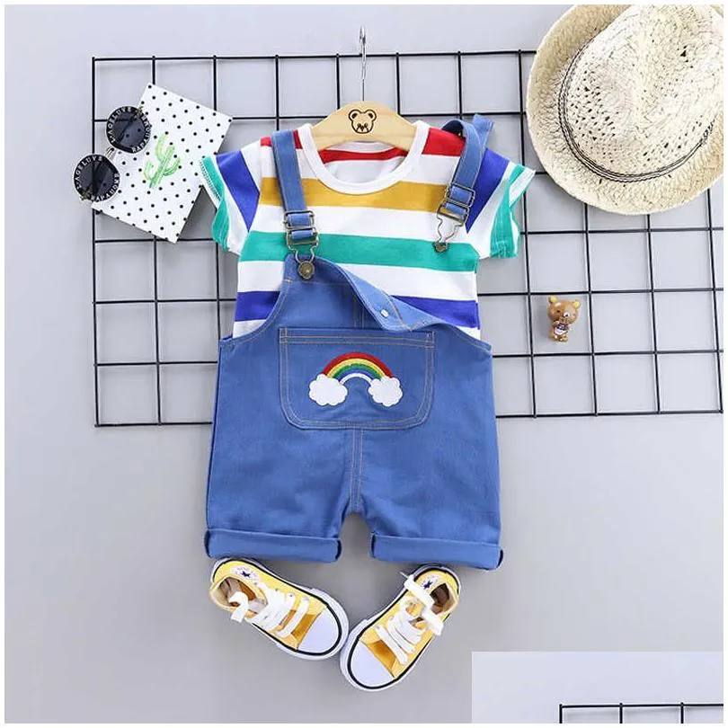 Clothing Sets Summer Newborn Baby Boys Clothes For 1 Year Birthday Boy Outfit T-Shirts Strap Shorts Suits Babies Drop Delivery Baby, K Otyw3