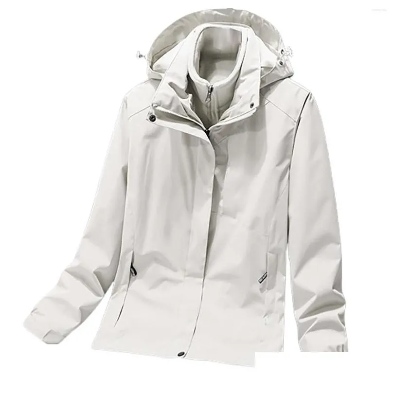 Women`s Jackets Autumn And Winter Solid Double Thickened Windproof Rainproof Hooded Coat Breathable Outdoor Womens Vests Fashion