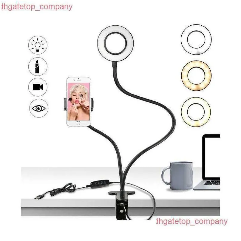 car universal selfie ring light with flexible mobile phone holder lazy bracket desk lamp led light for live stream office kitchen