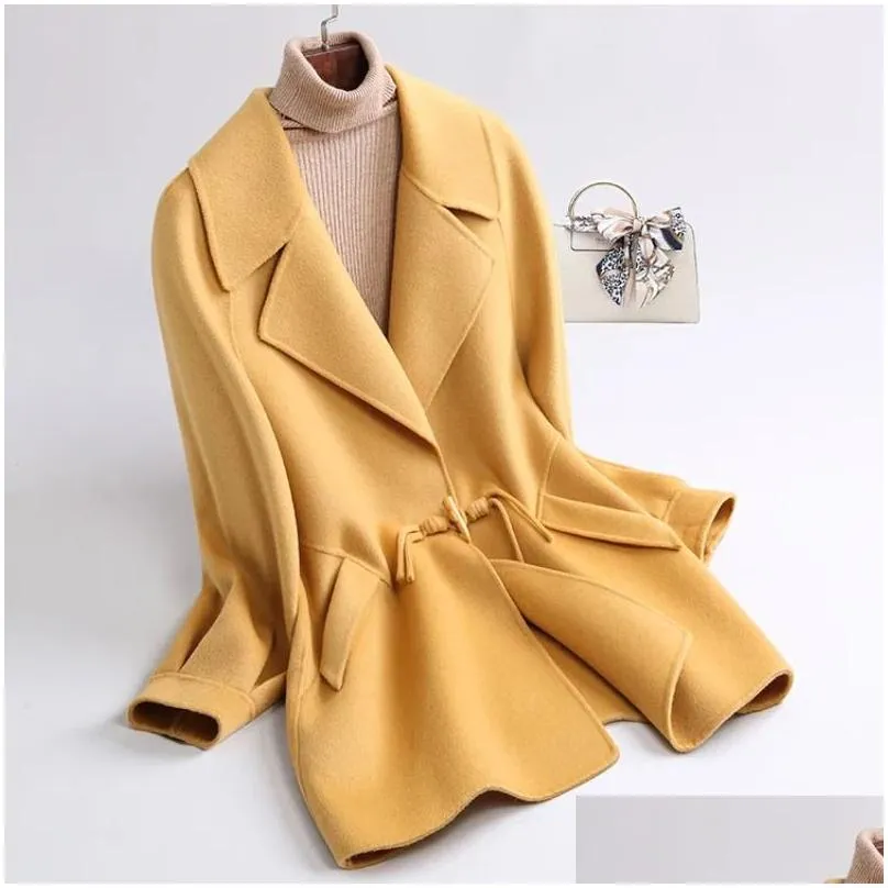 SB9447-448M76 Chinoiserie Top Quality Women`s Large Coat Autumn and Winter Double Faced Cashmere Coat Medium Length