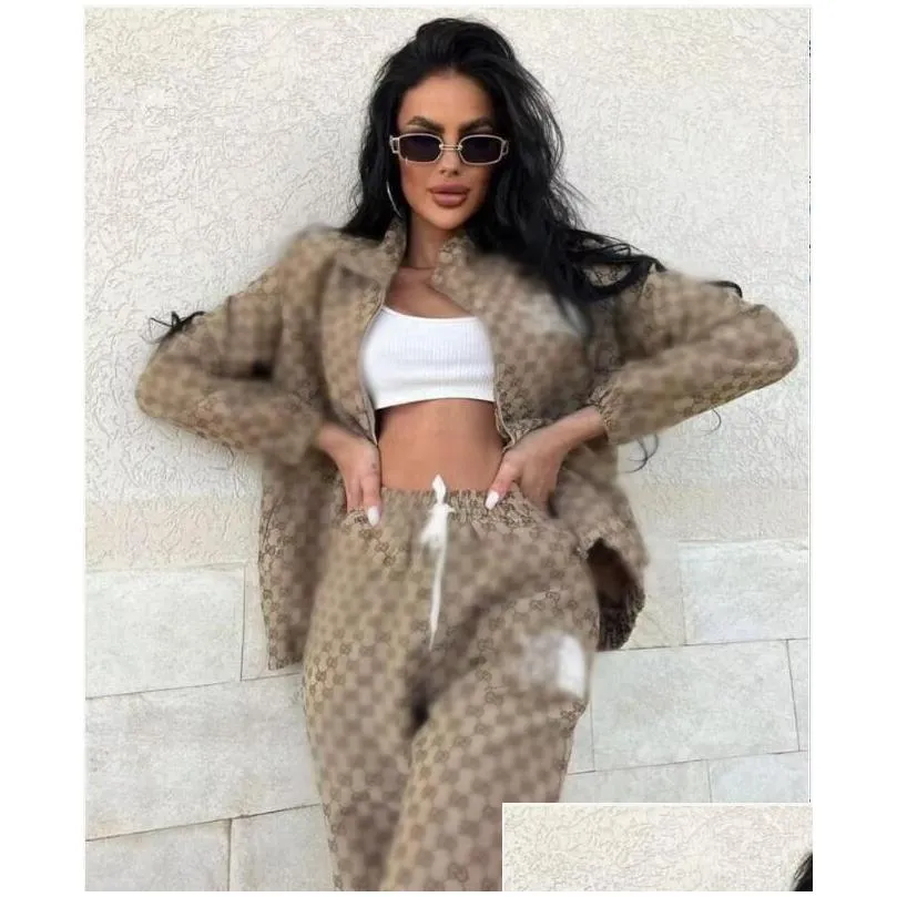 New brand for Women`s Two Piece Pants Tracksuits Casual Fashion girls printed Two-piece Jogger Set jacket + pant Ladies Tracksuit Sweat