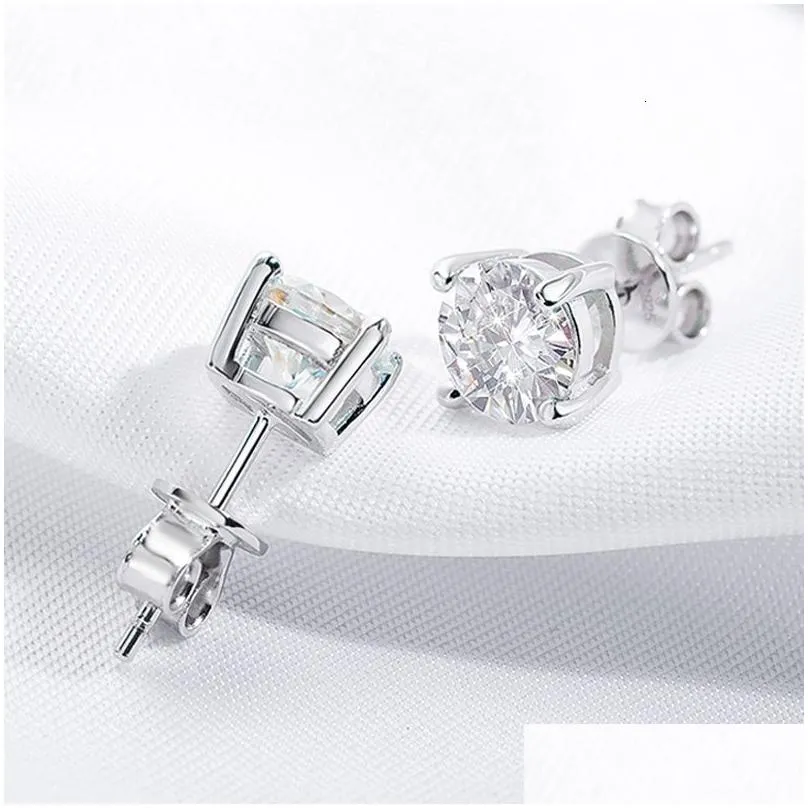 Stud Smyoue 013Ct Test Passed Studs Earrings For Men Women S925 Sier Platinum Plated Bride Wedding Diamond Gra 230710 Drop Delivery Dheum