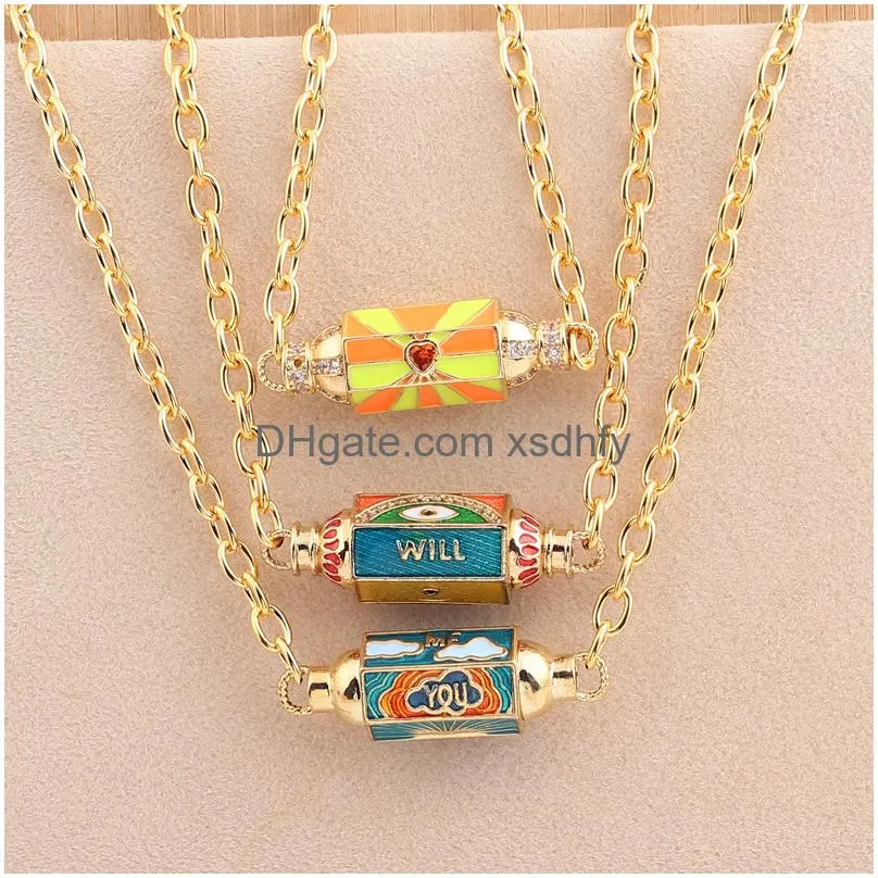 Pendant Necklaces Voleaf Hip-Hop Enamel Personality Evil Eye For Women Fashion Jewelry Vne143 Drop Delivery Otg4M