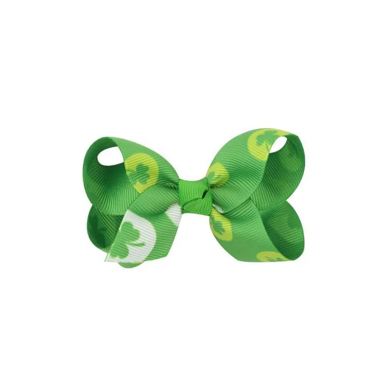 Hair Accessories Irish St. Patricks Day Clips Kids Girls Ireland Shamrocks Diamond Claws Thread Clover Bow Barrettes Baby 06 Drop Deli Dhgs6