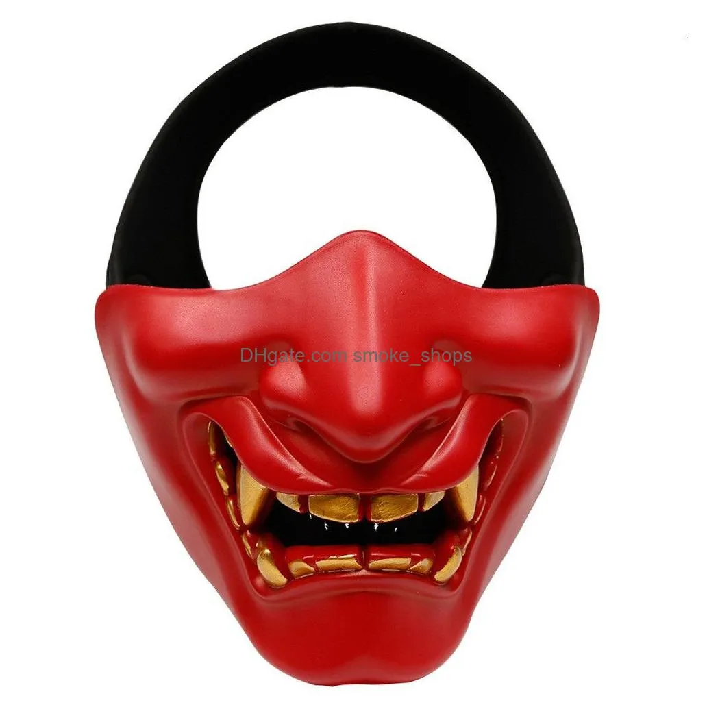 party masks airsoft paintball military tactical prajna half face mask samurai hannya horror skull halloween hunting protective 230802