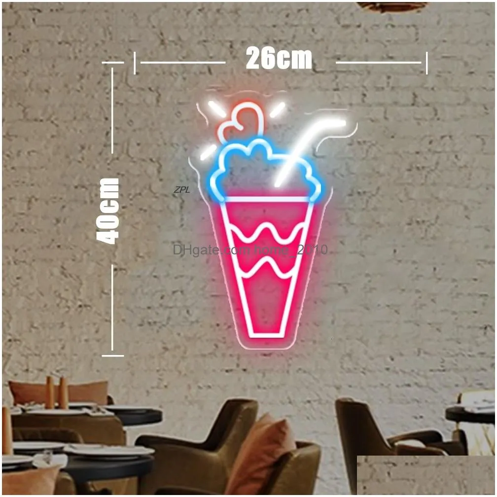 decorative objects figurines wanxing neon sign fries hamburger shaped wall hanging led lighting lamps usb switch party restaurant shop kawaii room decor