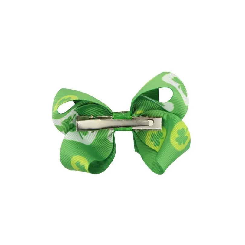 Hair Accessories Irish St. Patricks Day Clips Kids Girls Ireland Shamrocks Diamond Claws Thread Clover Bow Barrettes Baby 06 Drop Deli Dhgs6