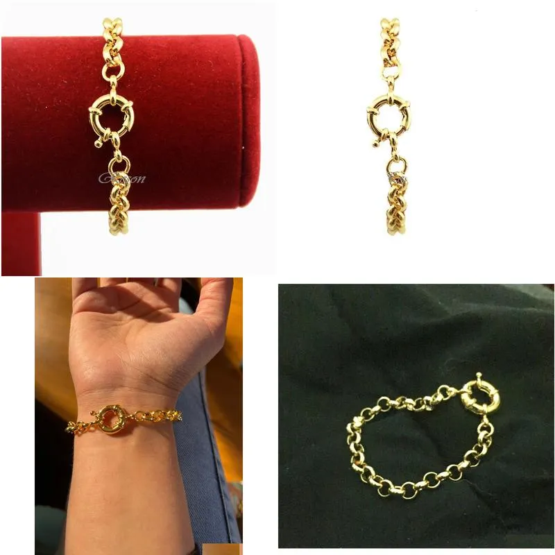 Chain Gold Color Belcher Bolt Ring Link Men Women Solid Bracelet Jewllery In 1824Cm Length 230710 Drop Delivery Dhixq