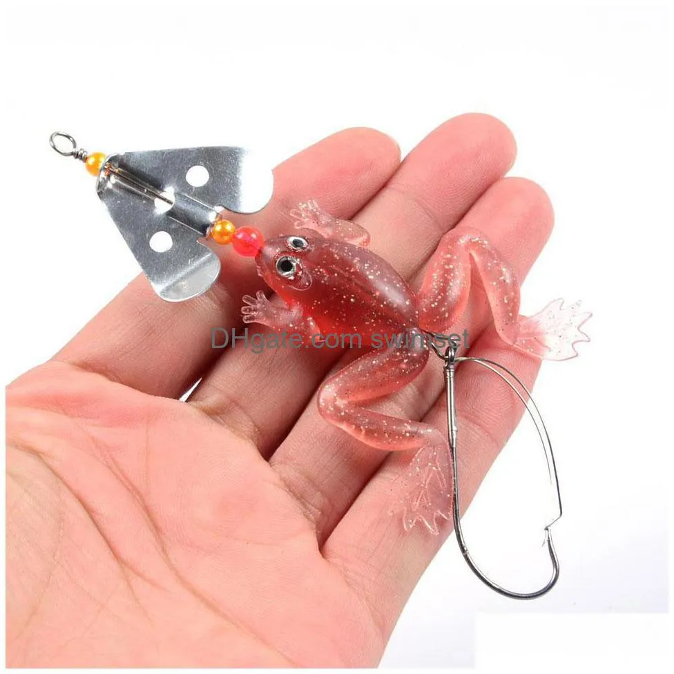 8 Pieces/Lot Soft Frog Lure With Spinner Buzzbaits 3.54 0.2Oz Sele Bait Top Water Bass Carp Fishing Drop Delivery Dh0Si