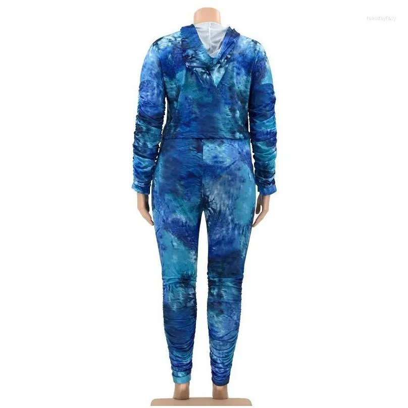 Tracksuits Plus Size Women`s Suit Tie-dye Printing Fashion Loose And Casual Two-piece Temperament Commuter 2022 Autumn Winter