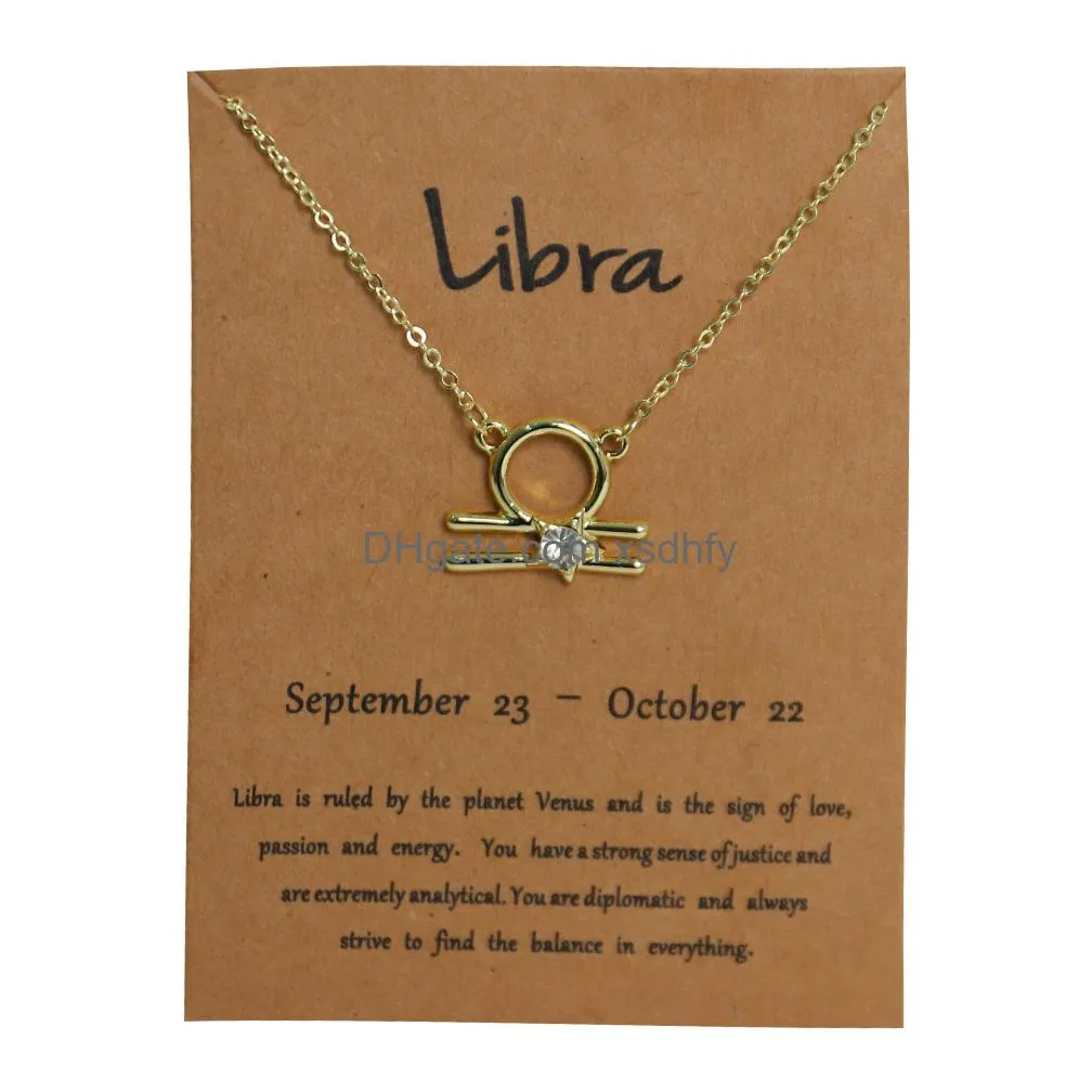Pendant Necklaces Ins Style Minimalist Accessory Design Sense 12 Constellation Zodiac Sign Necklace Horoscope Jewelry Galaxy Libra Ast Otnz1