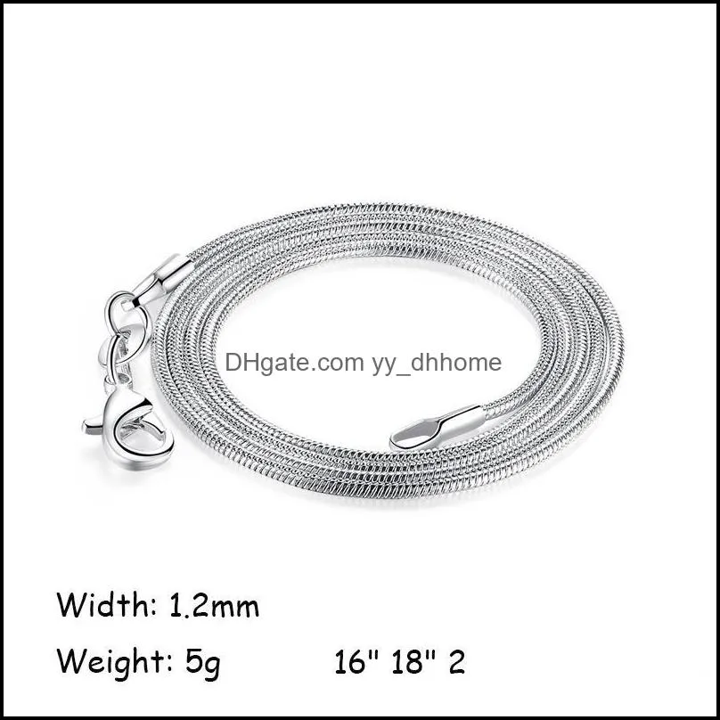 Chains Generic 925 Sier Necklace Fashion Snake Chain Simple Jewelry 1.2 Mm Necklaces 16 18 20 22 24 26 28 Inches Drop Deliver Dhgarden Dhort