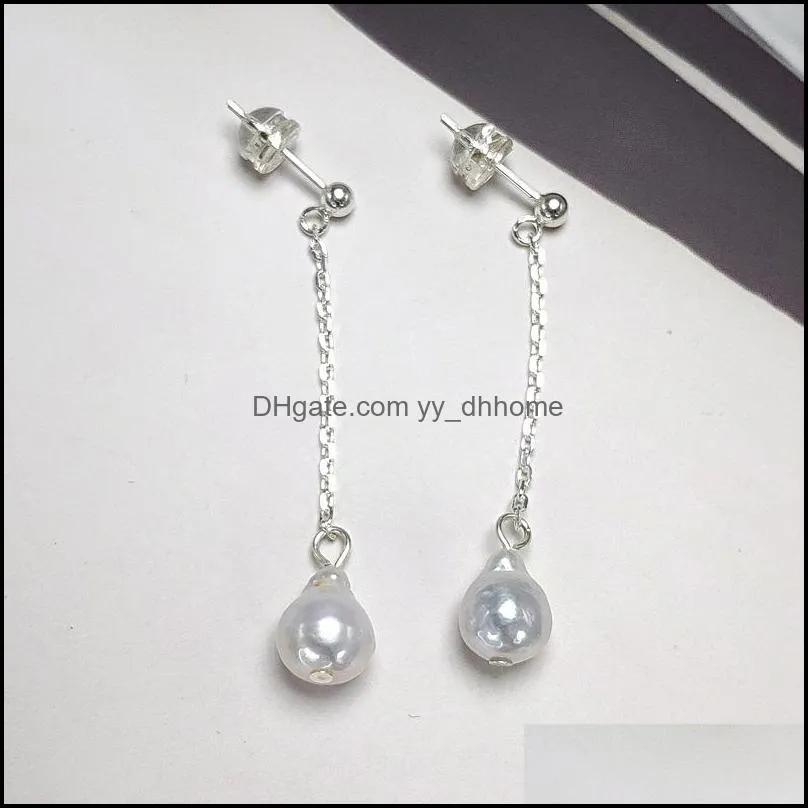 Stud Pearl Earrings S925 Sterling Sier Water Drop Baroque Earring For Women Anniversary Christmas Gift Jewelry Delivery Dhgarden Dhvct