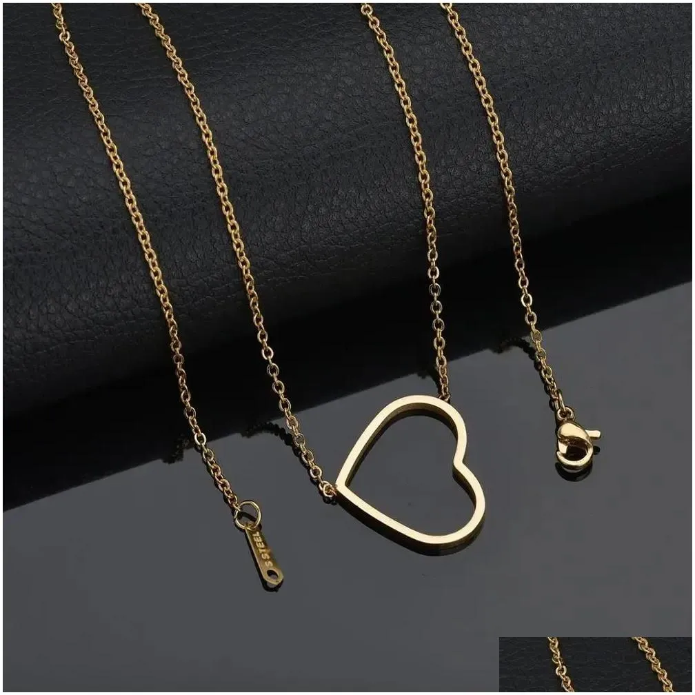 Fashion Female Heart Pendants 14k Yellow Gold Chokers Necklaces for Women Jewelry Neckless Birthday Gifts