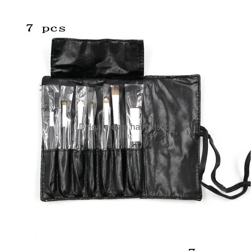 Makeup Brushes 7 Pc Brush Make Up Set Goat Hair Wooden Handle 5 Different Color Leather Bag Cosmetics Kit Drop Delivery Health Beauty Dhczt