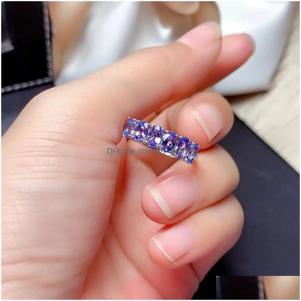 Rings Dainty Blue Gemstone Natural Tanzanite Anniversary 925 Sterling Sier Ring Birthstone Drop Delivery Jewelry Dhgarden Dhyln