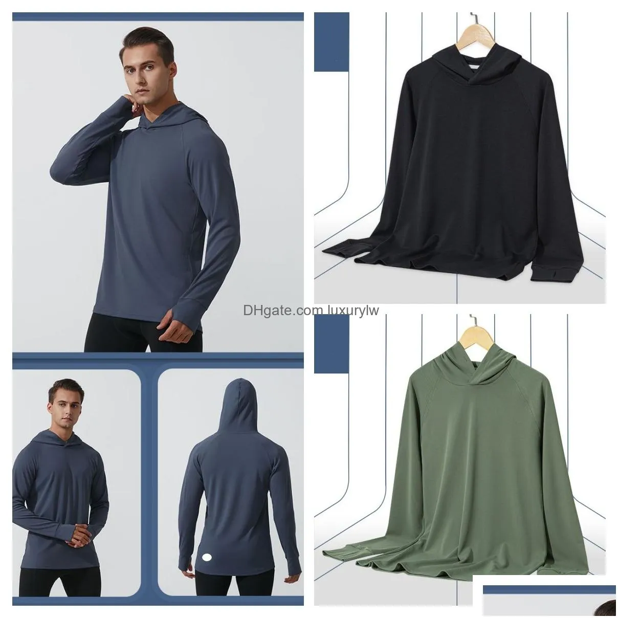 Yoga Outfit Lu-1090 Spring And Autumn New Mens Hoodies Running Sports Fitness Breathable Casual Long-Sleeved Plover Drop Delivery Outd Dhpyj
