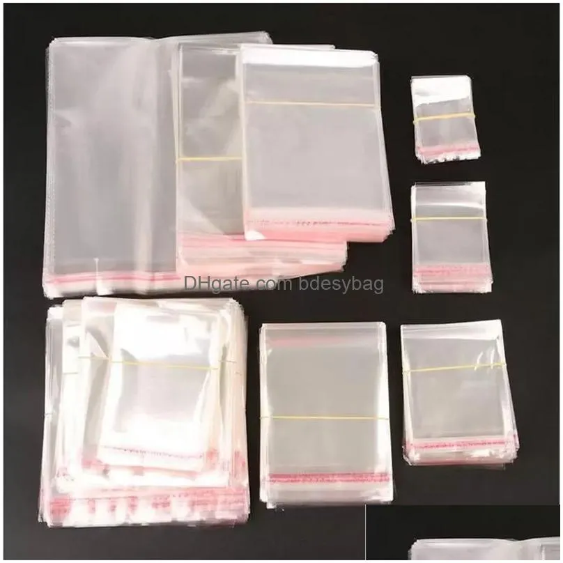 Packing Bags Wholesale 100Pcs Lot Plastic Self Adhesive Bag Transparent Opp For Jewelry Candies Clothes Gift Drop Delivery Office Scho Dh5Xe