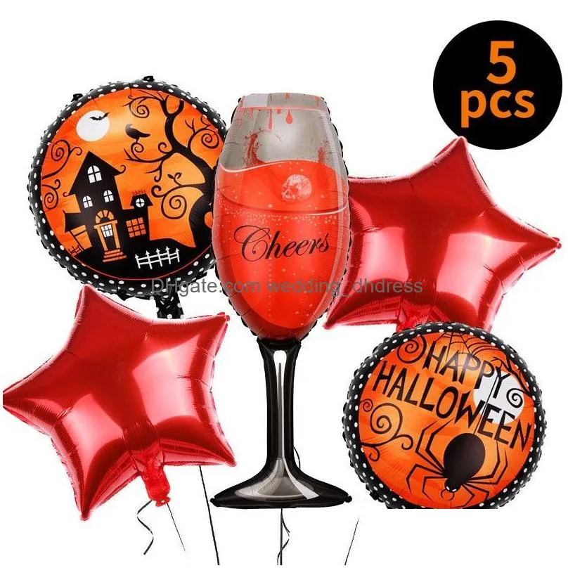 5pcs/set halloween balloons set happy halloween party skull pumpkin scene horror decor foil balloon trick or treat ballons baloon 1048