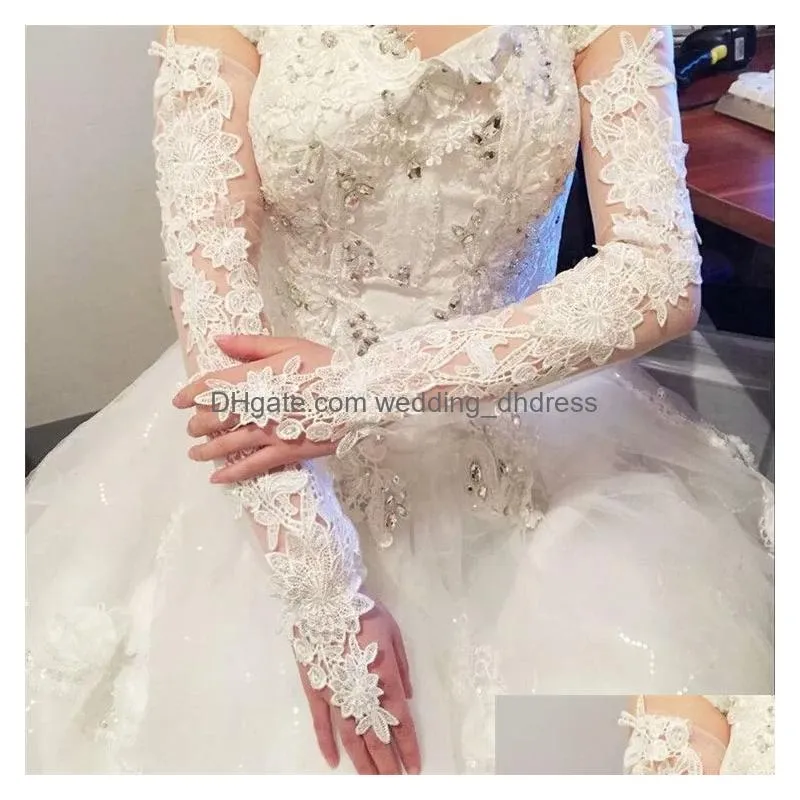 bridal gloves hollow lace wedding gloves lengthened bridal gloves red white ivory fingerless long accessories