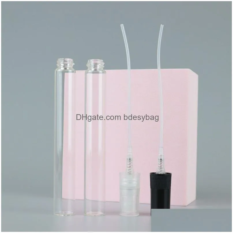 Packing Bottles Wholesale 2Ml L 5Ml 10Ml Glass Mist Spray Bottle Refillable Per Sample Vial Travel Cosmetic Container Drop Delivery Of Dhxoe