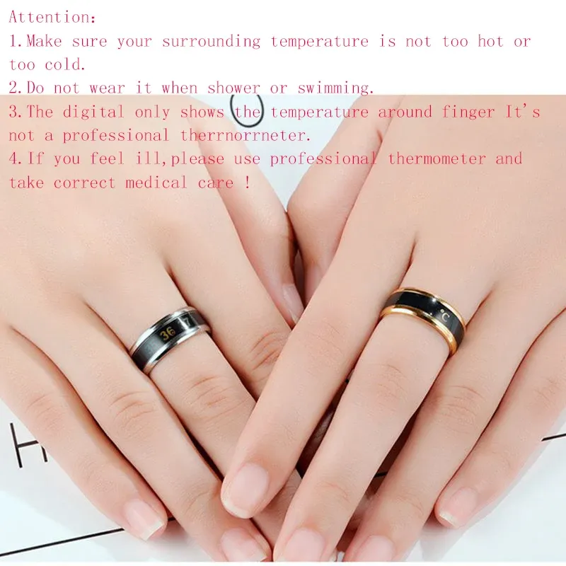 Temperature Ring Titanium Steel Mood Emotion Feeling Intelligent Temperature Sensitive Rings for Women Men Waterproof Jewelry