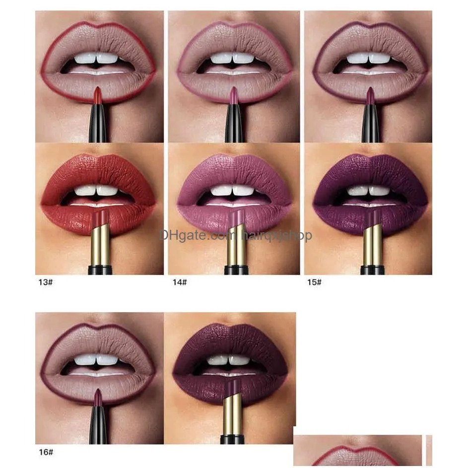 Lip Pencils Pudaier Brand Matte Lipstick Color Cosmetics Wateproof Long Lasting Nude Red Lips Liner Pencil Drop Delivery Health Beauty Dh8Jt