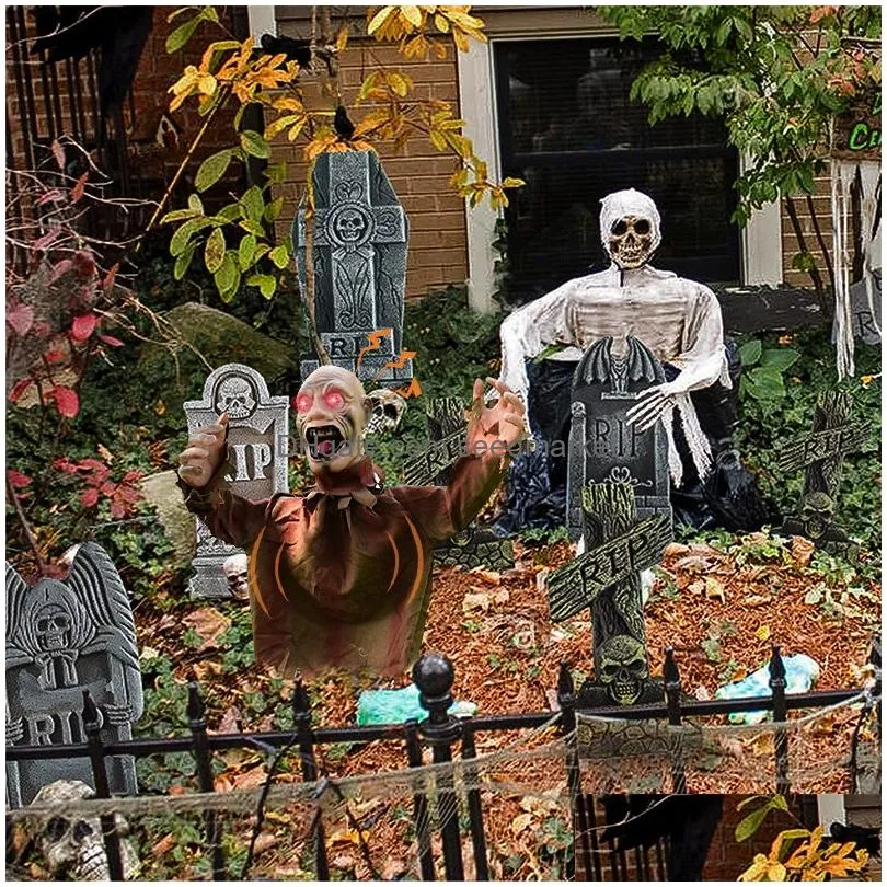 decorative objects figurines halloween decorations scary doll horror decor swinging scream ghost voice ground plug-in outdoor garden yard party props