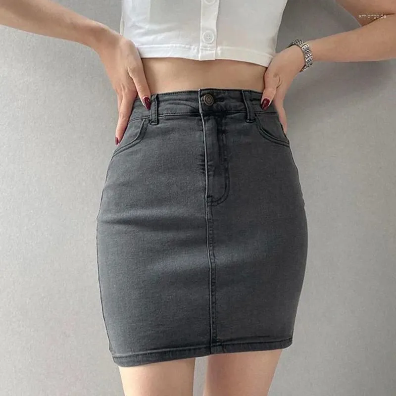 Skirts Denim Skirt For Women Y2K Streetwear Sexy Package Hip Mini Female Korean Style High Waist Thin Short Jean