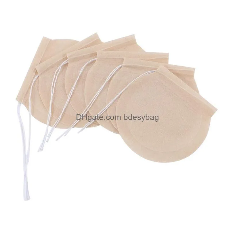 Coffee & Tea Tools 100 Pcs/Lot Empty Filter Bag With Dstring Natural Unbleached Paper Disposable Loose Leaf Bags Drop Delivery Home Ga Dh8Jp