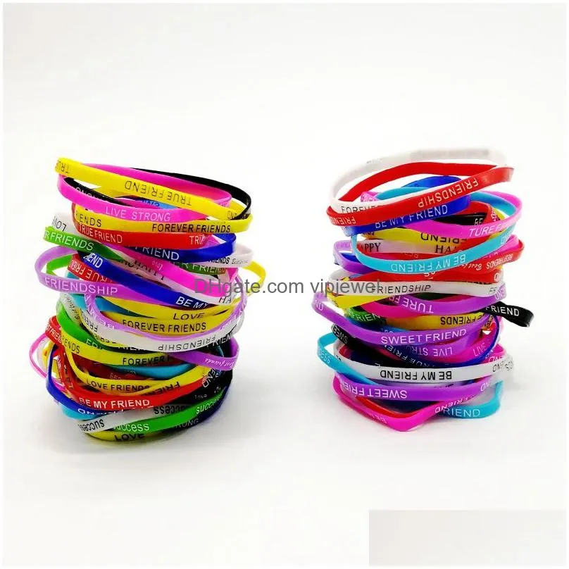  200pcs/lots jelly silicone bracelet wristband cuff bangle boy girl elastic mixed style jewelry gifts