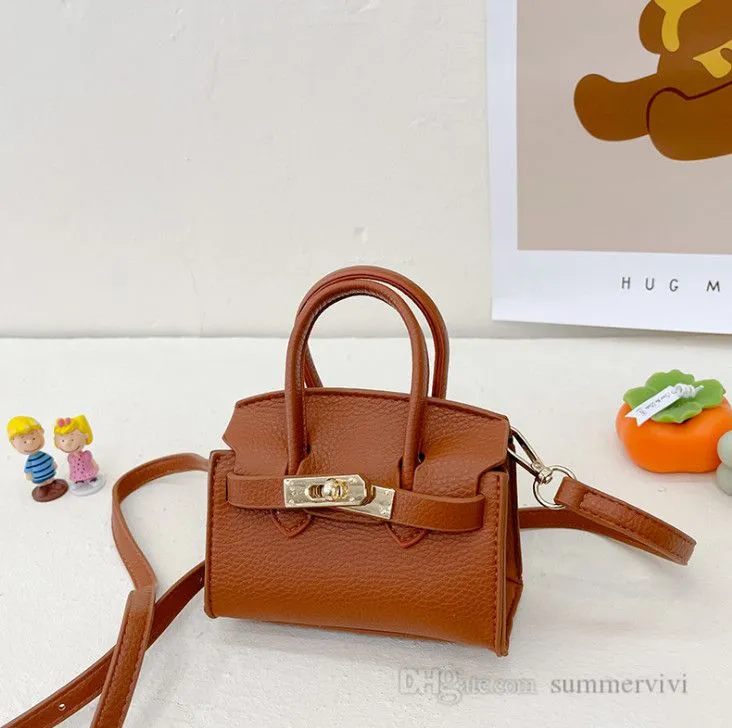 2022 Kids candy colors handbag girls metal buckle crossbody bag luxury children PU chain single shoulder bags mother and daughter matching purse