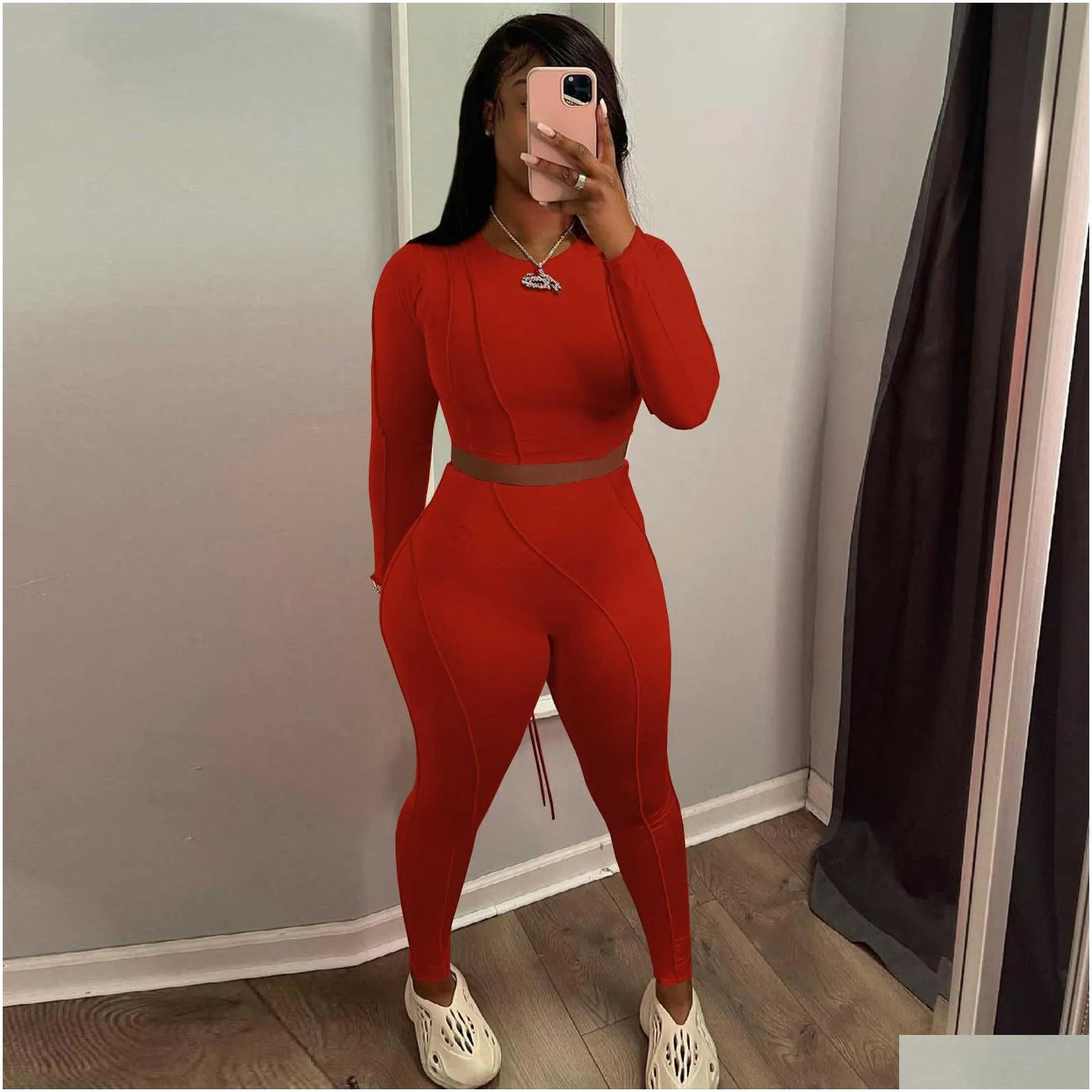 Women`s Clothing Women`s Two Piece Sets Designers Women Clothes 2023 autumn and winter personalized design sense Department sports bottomed pencil pants