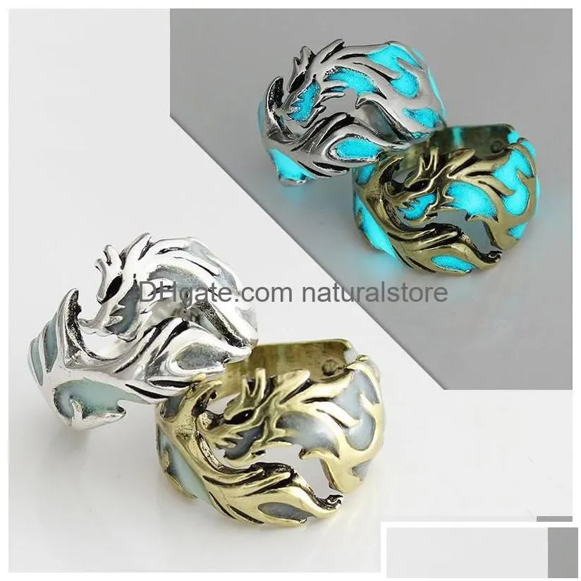 couple rings luminous individuality for women men necessary accessories nightclubs bars personality dragon fashion jewelry ring drop d