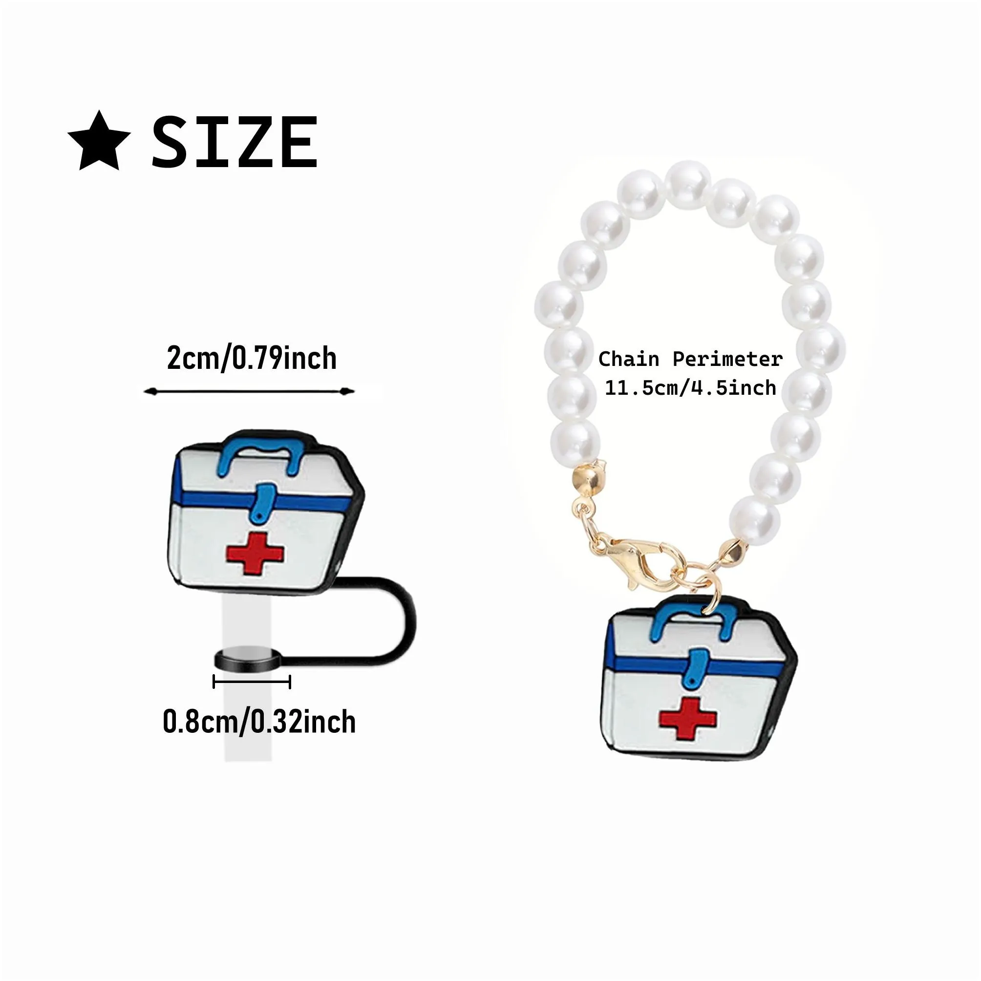 Keychains Lanyards 2Pcs  Charms St Er - Faux Pearl Nurse Charm Accessories For Cup And Simple Modern Tumbler With Handle Sile