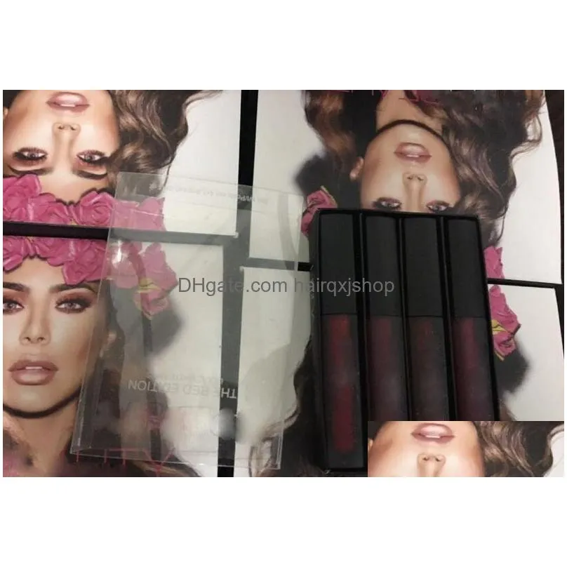 Lip Gloss Drop Ship Liquid Lipstick Kit The Red Nude Brown Pink Edition Mini Matte 4Pcs/Set 4 X Delivery Health Beauty Makeup Lips Dhqu1