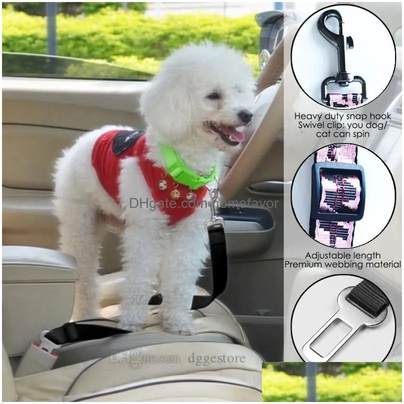 designer pet dog cat car seat belt safety adjustable vehicle collars harness seatbelt leash for small medium large dogs travel clip pet supplies 5 color wholesale