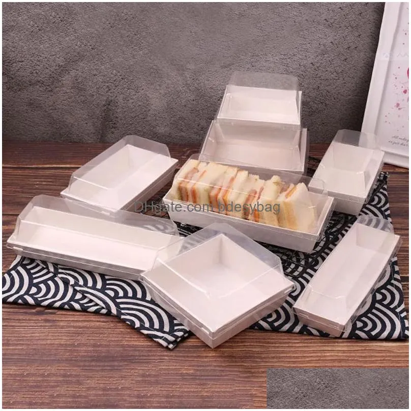 Packing Boxes Wholesale Baking Cake And Packaging Box For Clear Lid Grease-Proof Kraft Paper Containers Drop Delivery Office School Bu Dhyui