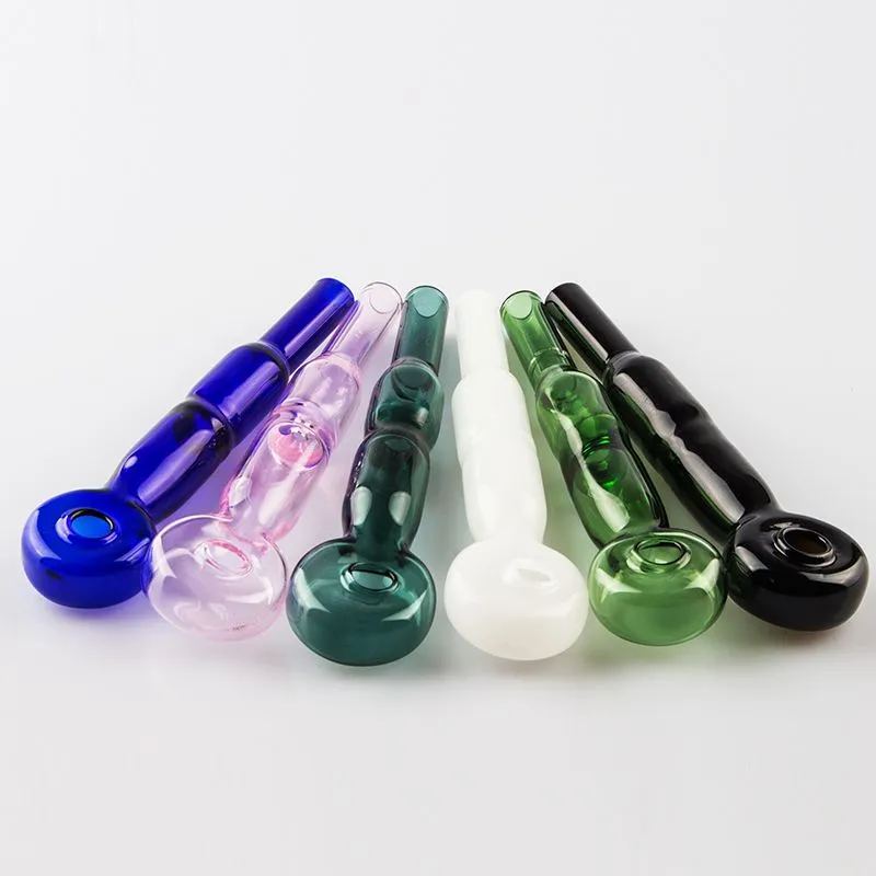 CSYC Y188 Oil Rig Glass Pipe About 5.5 Inches Flat Bowl Anti-Rolling Oil Burners Colorful Smoking Pipes Smooth Airflow