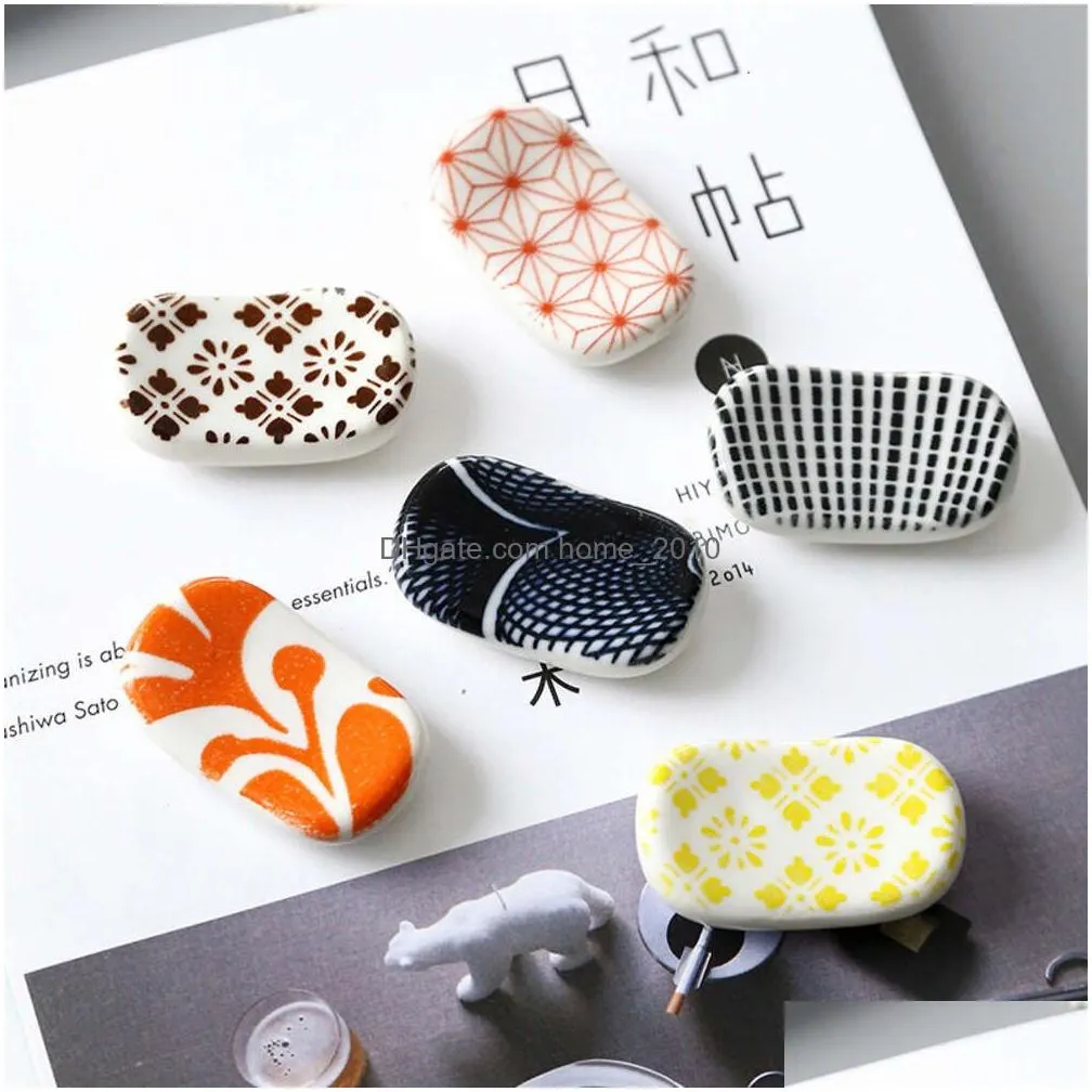 japanese rectangle ceramic chopstick rest colorful pillow chopsticks holder cute flatware stand tly028