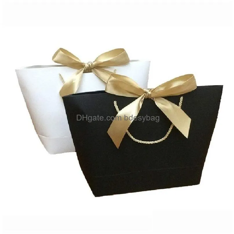 Packing Bags Wholesale Fashion 5 Colors Paper Gift Bag Boutique Clothes Packaging Cardboard Package Shop For Present Wrap Drop Deliver Dhce4