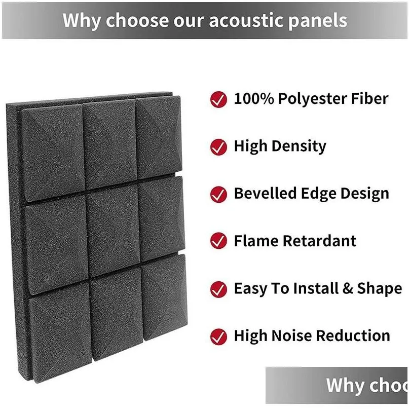 Outdoor Pads Pack Acoustic Foam Panels Wedges Sound Proof Fireproof Studio 9 Block Mushroom Design 30X30X5Cm